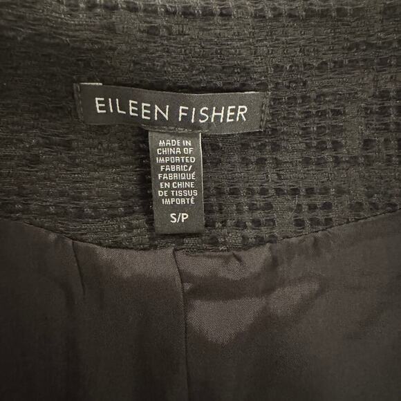 Eileen Fisher Organic Cotton Blend Textured Snap Front Closure Black Jacket SP - Picture 8 of 12